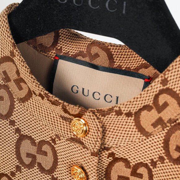 Gucci Camel Ebony Maxi GG Canvas Utility Shirt - Picture 9 of 15
